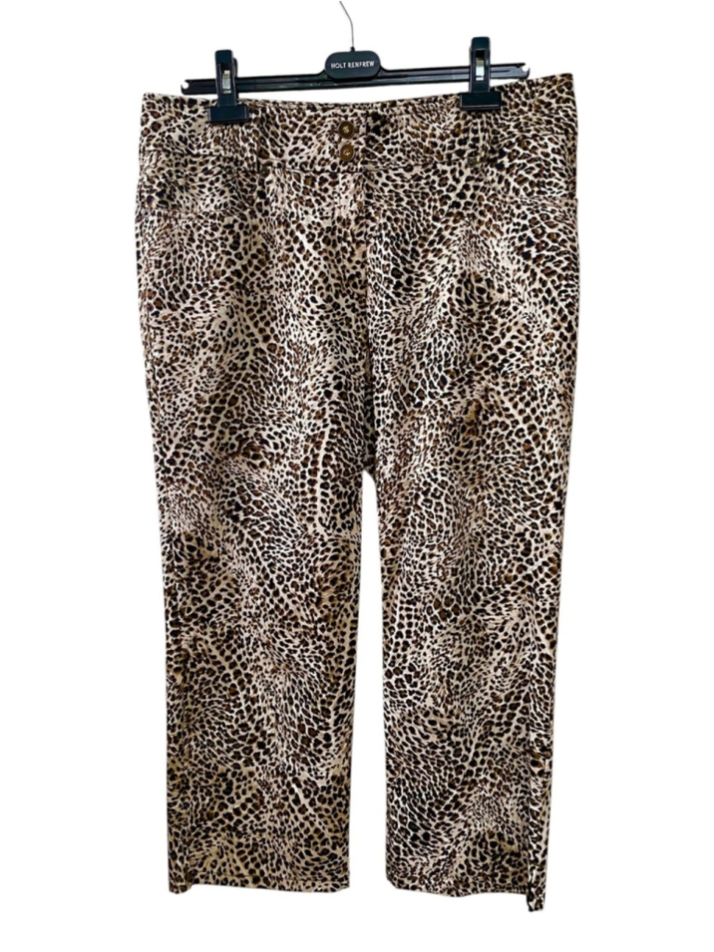 NWT Olsen Europe Ibiza 504 Leopard Print Crop Stretch Pants Size 10 / 42 - Picture 1 of 10